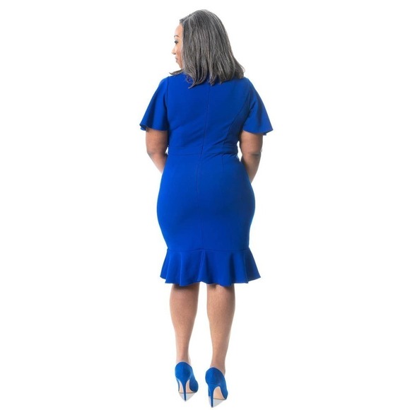 Kasper Women's Flutter-Sleeve Sheath Dress size M royal blue - Picture 2 of 12